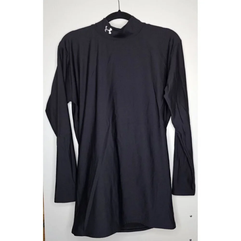 Under Armour Coldgear Fitted Long Sleeve Black Mock Neck Poly Shirt Youth XL